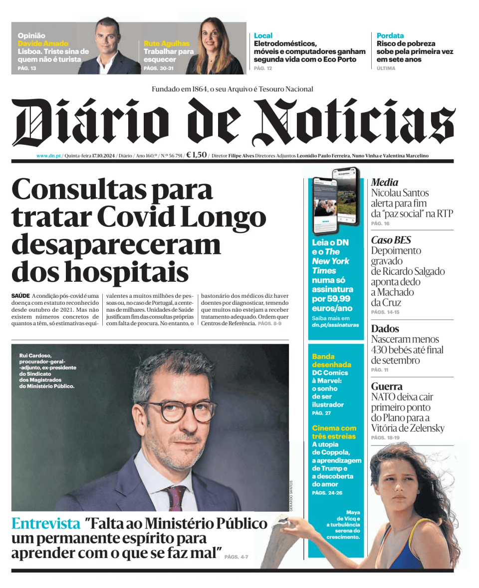 Prima-pagina-Diario de Noticias-edizione-di-oggi-20241017